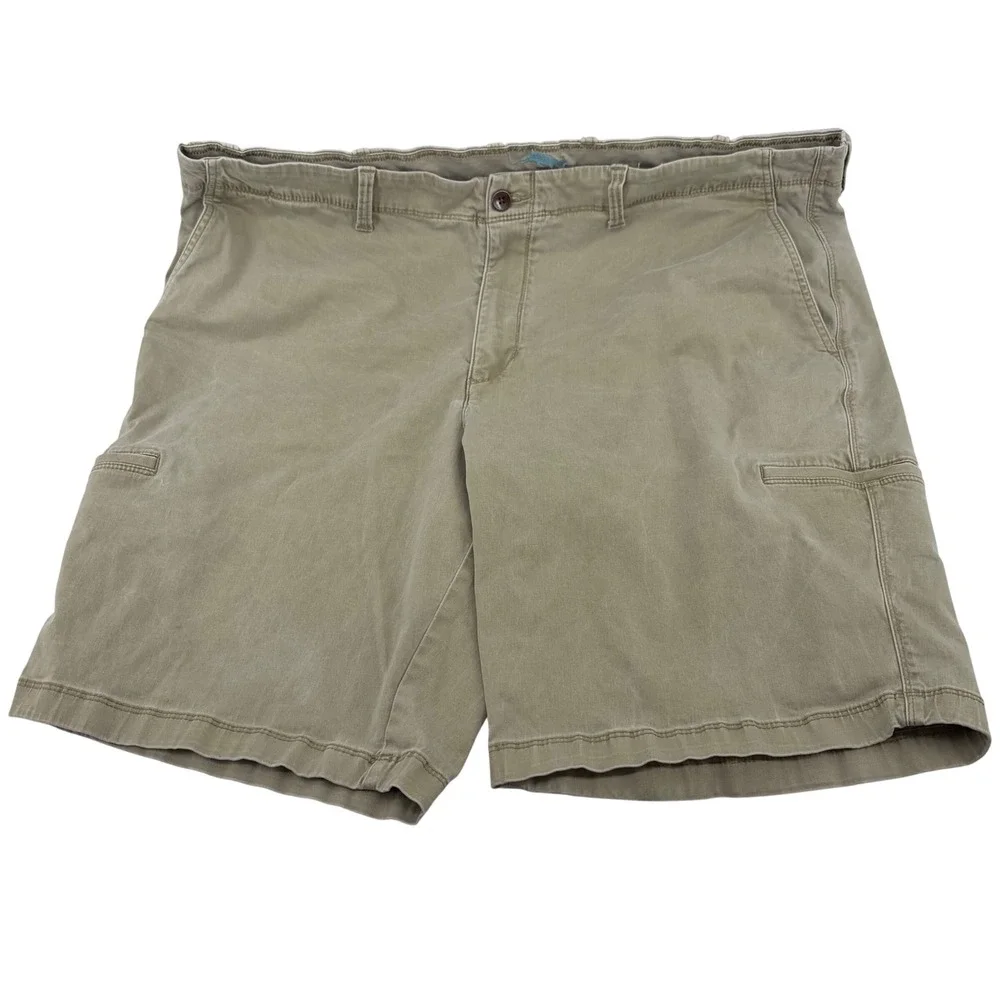 Tommy Bahama Boracay Shorts Mens 44 Khaki Tan Cotton Tencel Stretch Flat Front